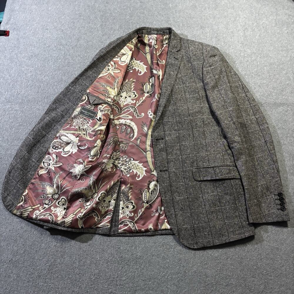 Paisley & Gray Ashton Sport Coat Mens 42L Slim Fit Gray Tweed Windowpane Blazer